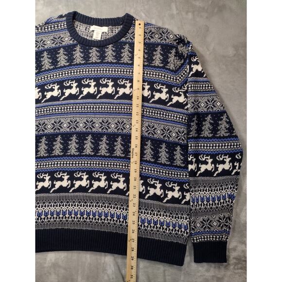 Aspen Sweater Mens XL Blue Fair Isle Pullover Nordic Winter Ski Snow Deer - Picture 4 of 9